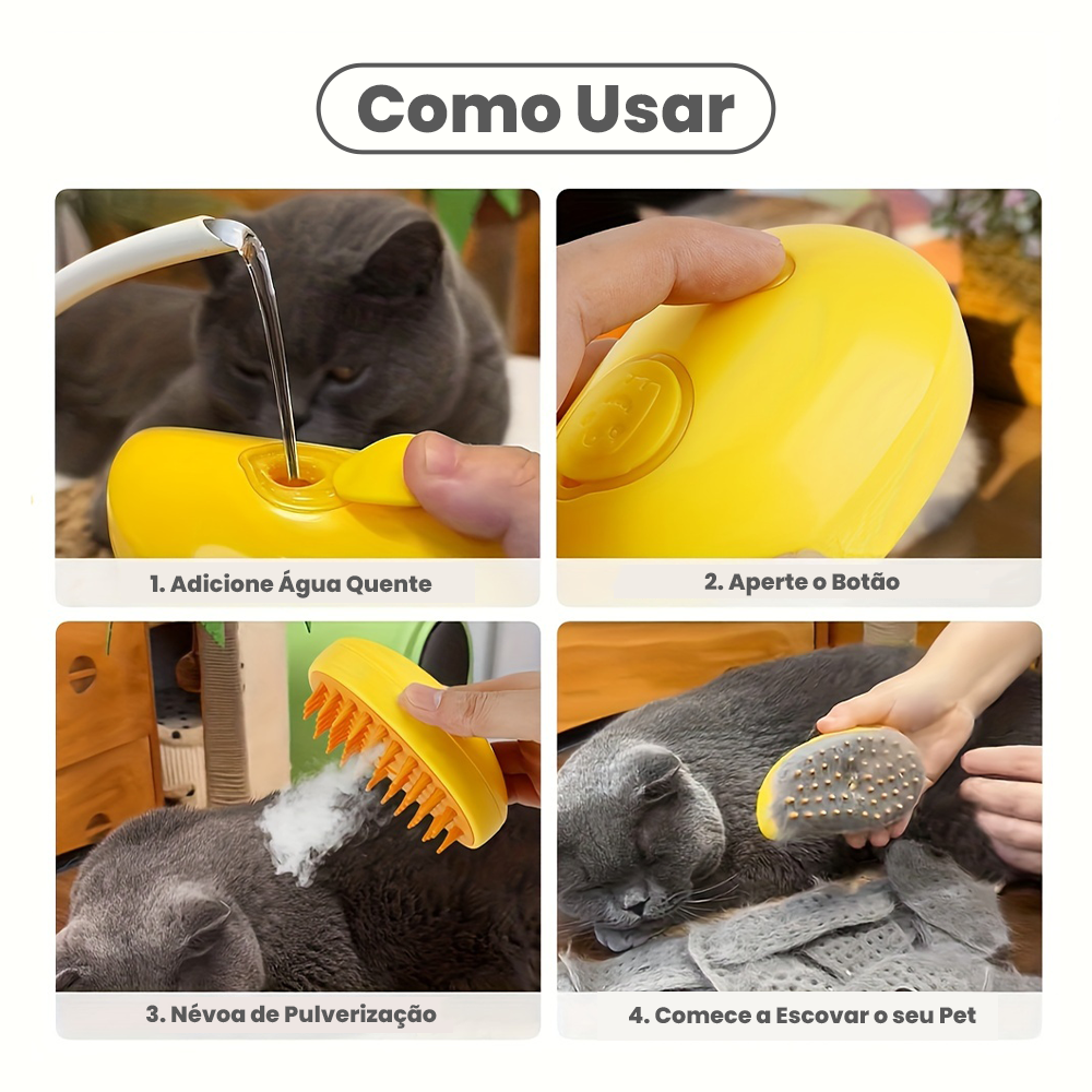 Escova a Vapor para Remoção de Pelos de Cães e Gatos Nossa Casa Fácil