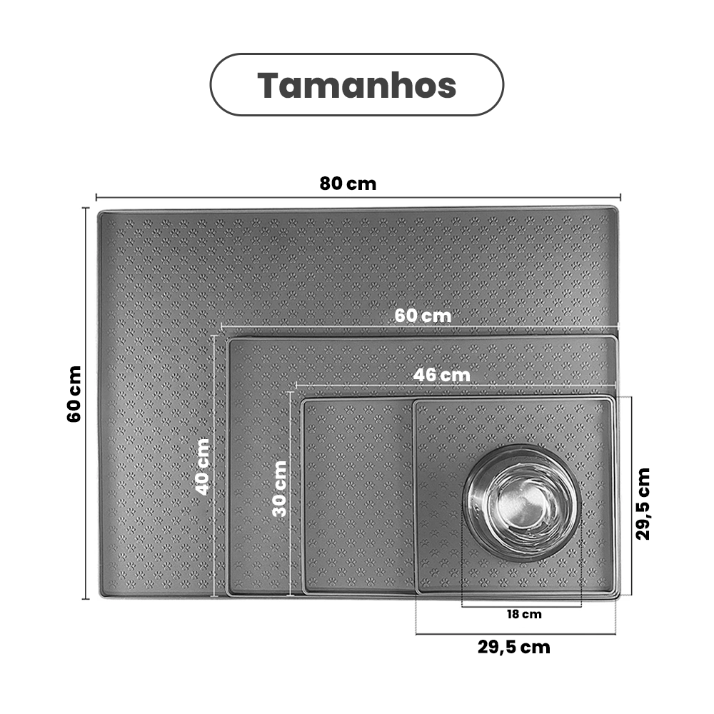 Tapete de Silicone Impermeável para Comedouro de Pets Nossa Casa Fácil