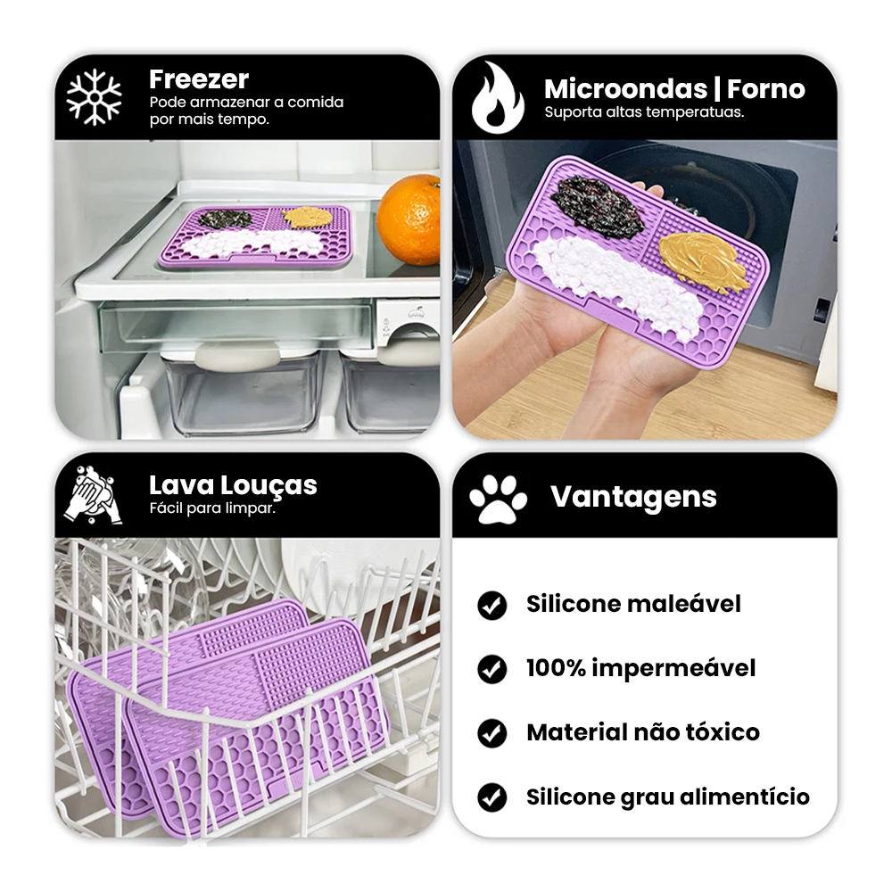Tapete Alimentador Lento para Cães e Gatos | Silicone Nossa Casa Fácil