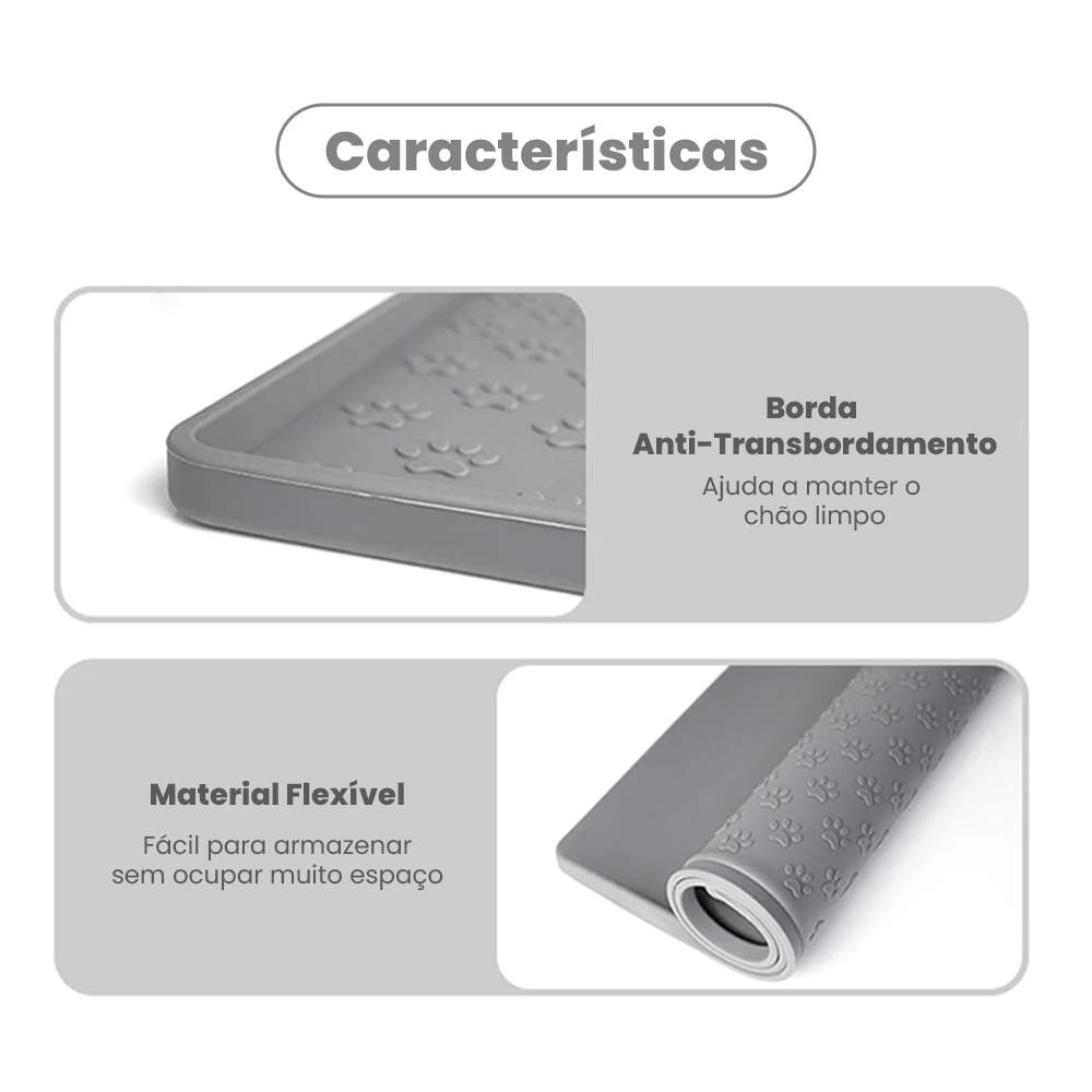 Tapete de Silicone Impermeável para Comedouro de Pets Nossa Casa Fácil
