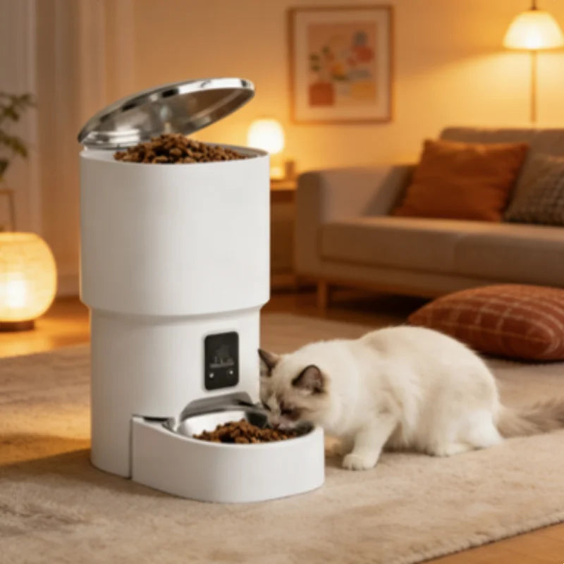 Novo comedouro automático para animais de estimação com botão de 4 litros e Wi-Fi: distribuidor inteligente de ração para cães e gatos Minha loja