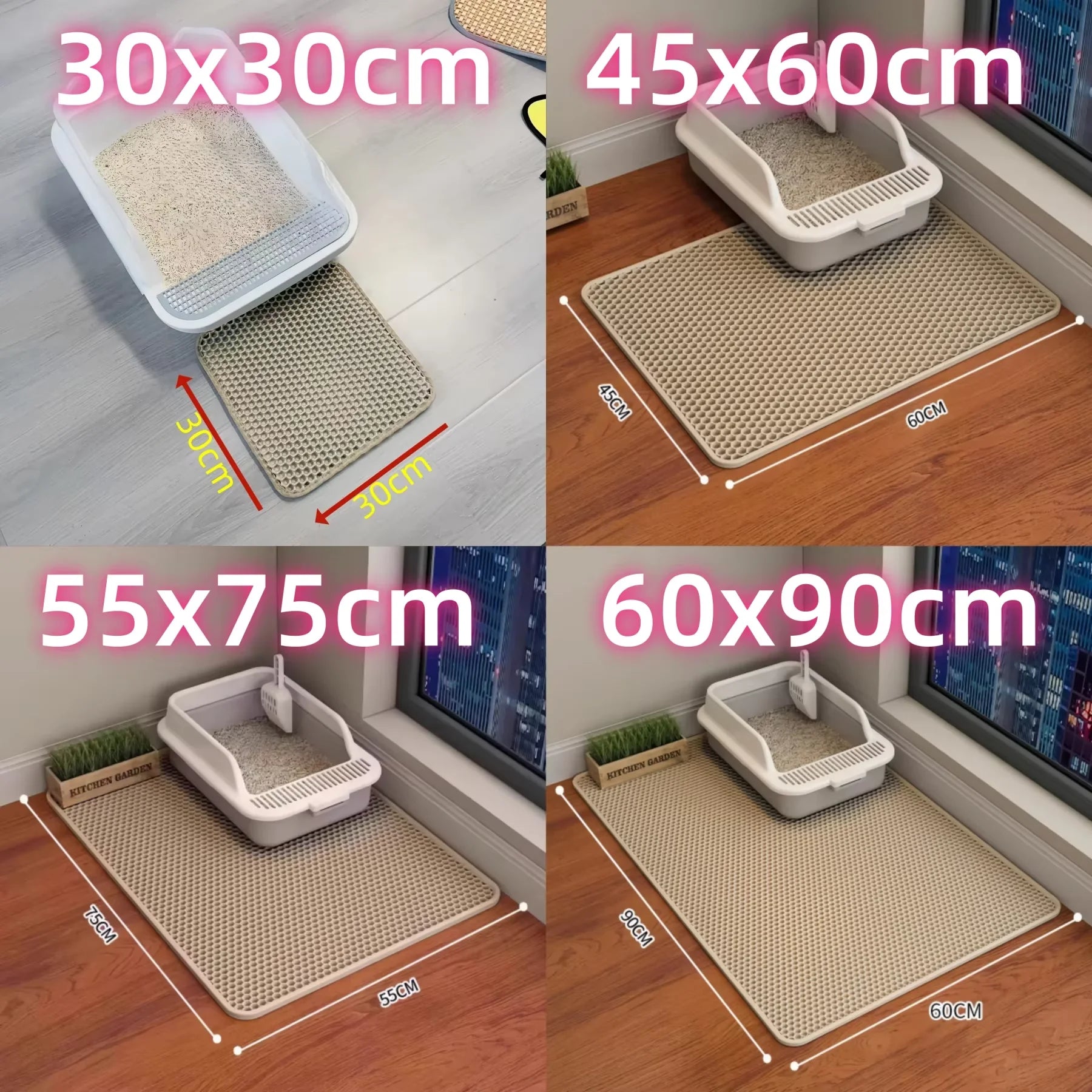 Tapete extragrande para areia de gato, resistente, impermeável, com duas camadas, antiderrapante e lavável Minha loja