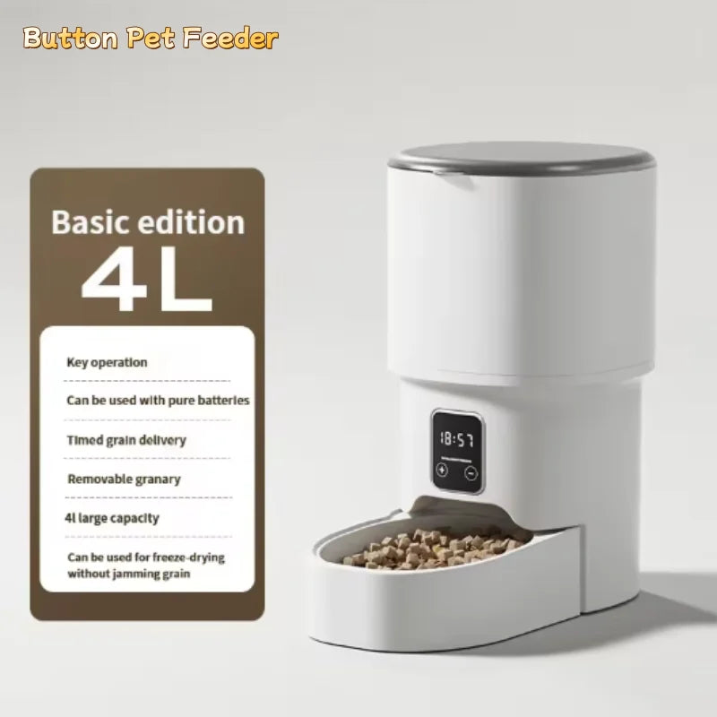 Novo comedouro automático para animais de estimação com botão de 4 litros e Wi-Fi: distribuidor inteligente de ração para cães e gatos Minha loja
